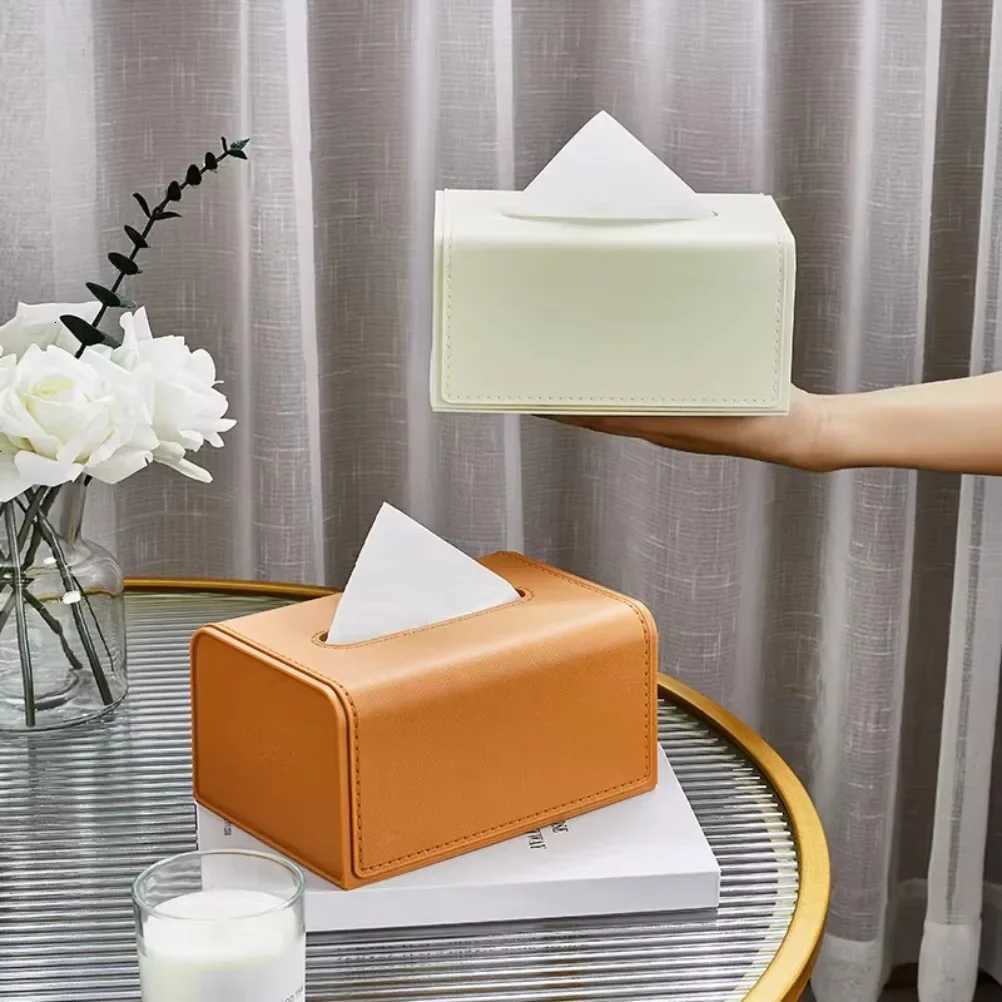 Household Tissue Box Leather Napkin Holder Rectangle Wet Paper Case Living Ro Off Decorative Car Organizer Desk Storage Box H251201
