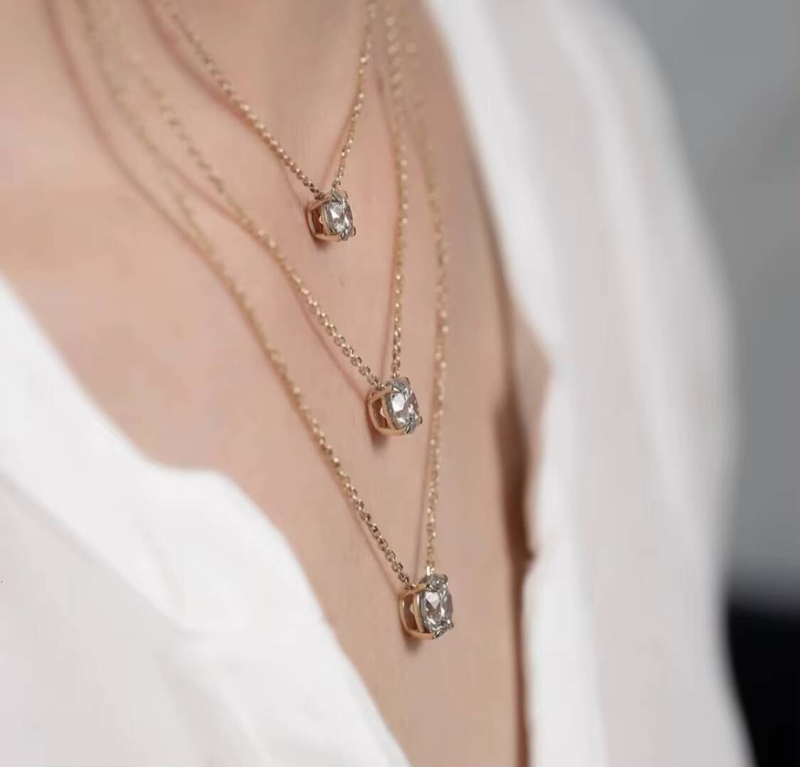 Custom 14K 18K Gold Diamond Necklaces 1ct 15ct 2ct IGI Certificate Round Cut Necklace Lab Grown Diamond Pendant