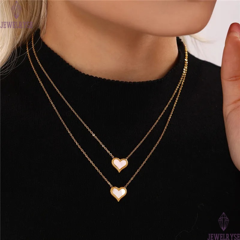 new autumn and winter heart designer necklace for woman stainless steel natural fritillary pendant gold necklaces choker daily outfit jewelry birthday