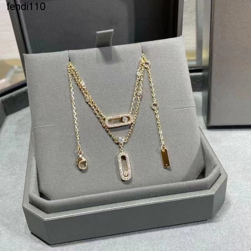 Pendant Necklaces Top Quality Diamond necklace women designer necklace three diamond trumpet sliding full diamond designer jewelry Lady pendant Necklaces party