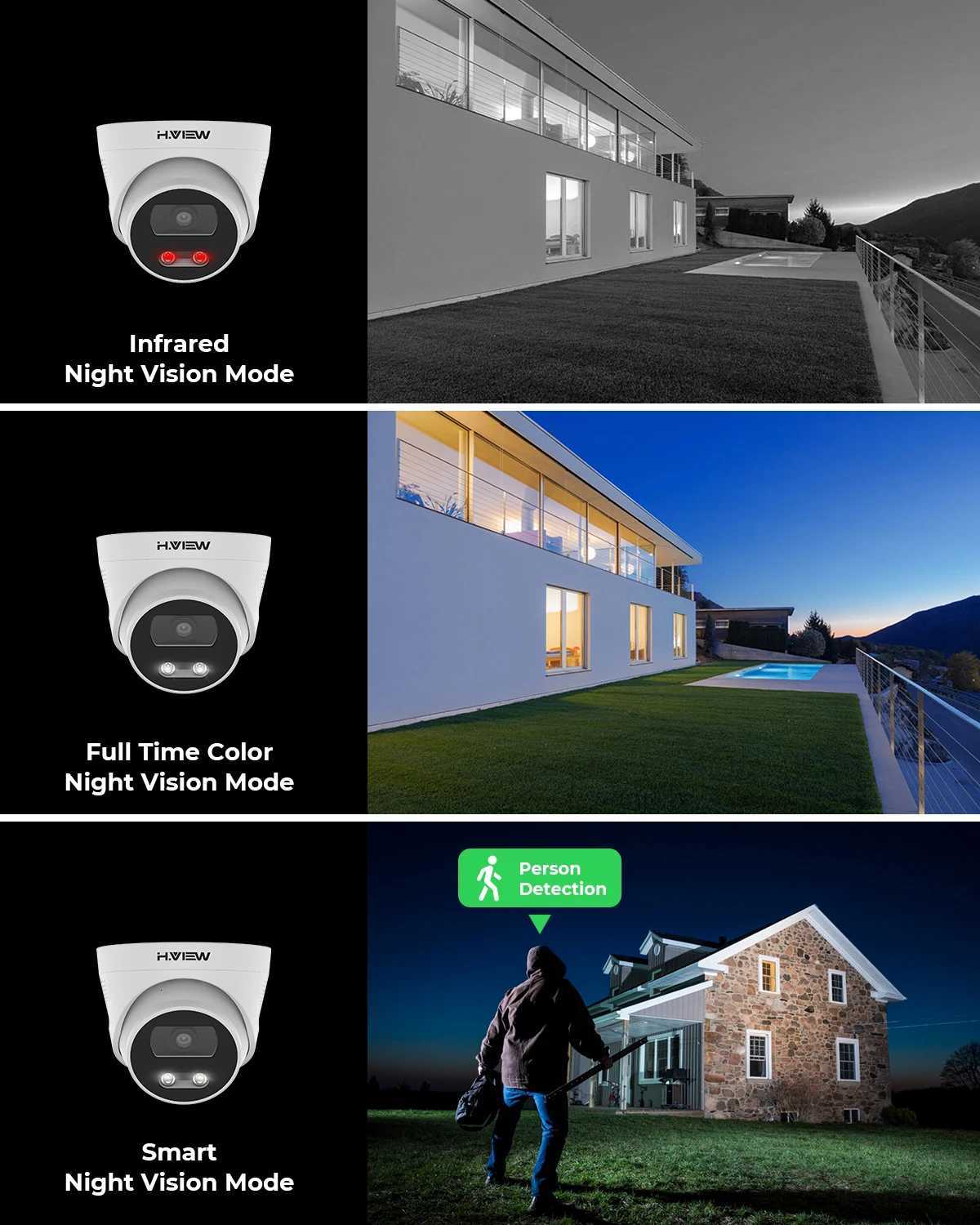 HView 8Mp Poe Ip Camera Detection 4K Cctv Security Camera Outdoor De Au Video Surveillance Recorder xmeye app nvr C251202