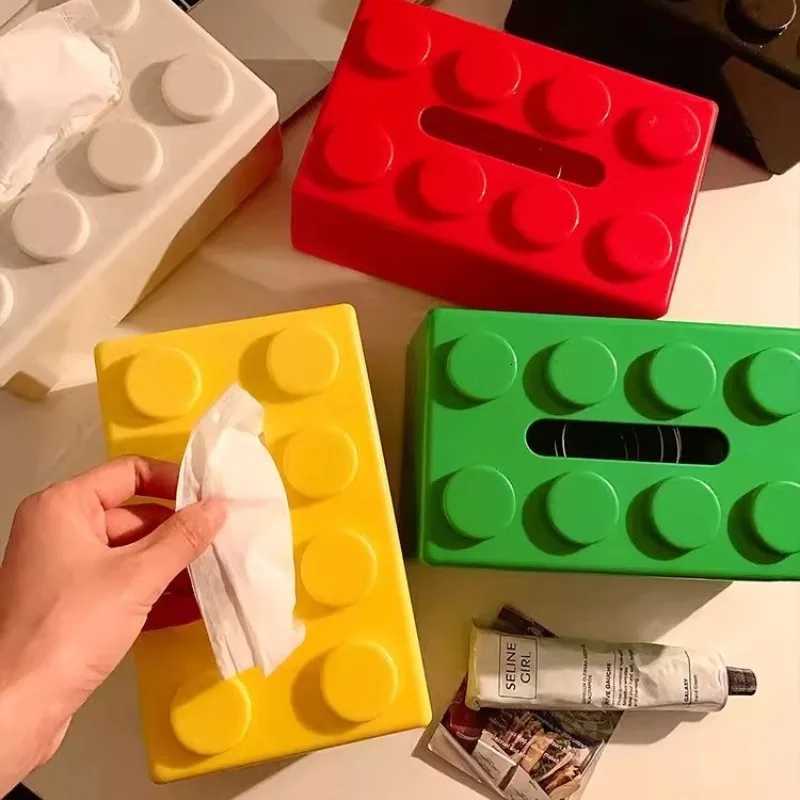 Vibrant Colorf Building Block Tissue Case Extra Large Capacity Coffee Table Paper Holder Fun Playf Bedro Tissue Box H251201