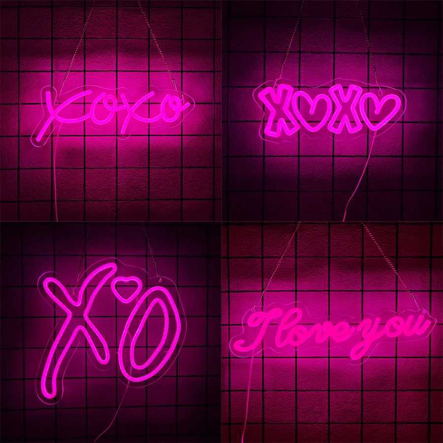 Xoxo Led Neon Sign Pink Letter Icon Usb Powered Horse Eye Sign Used For Bars Garages Party Decor ValentineS Day Gifts H251201