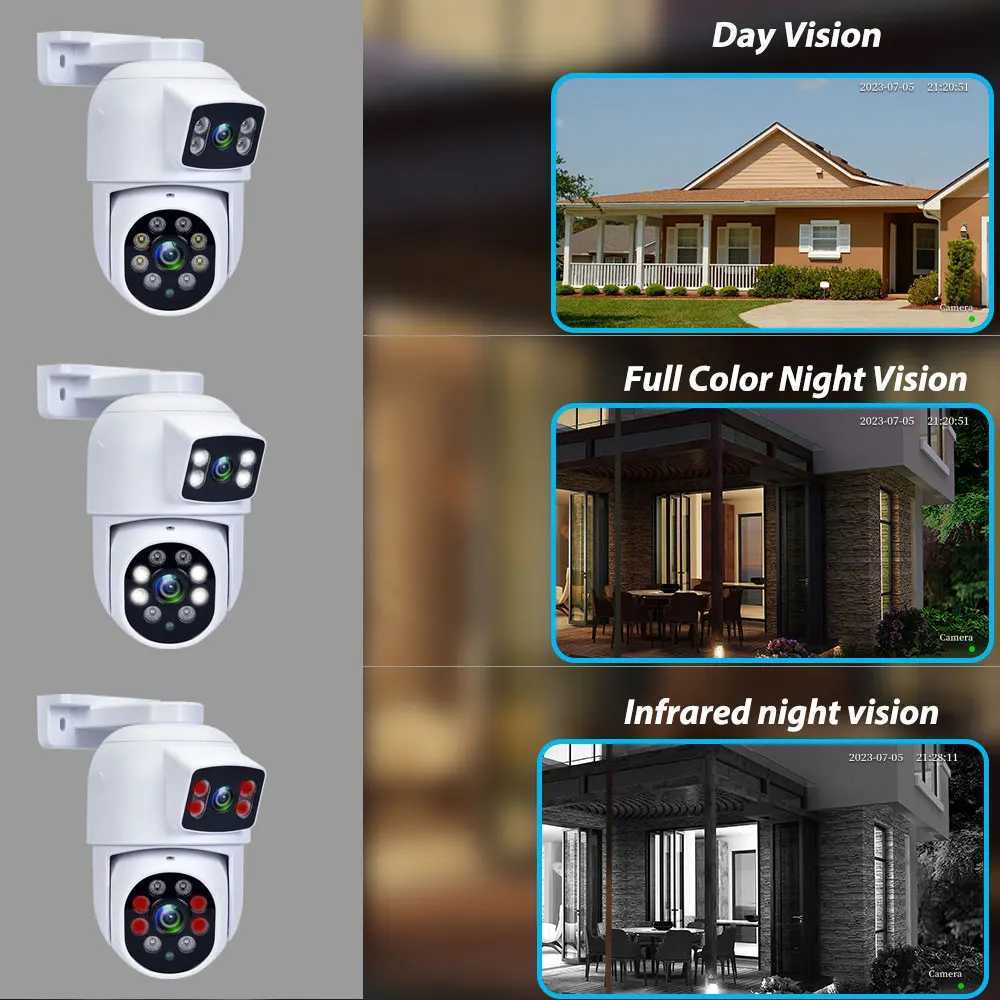 Outdoor Dual Lens 6MP PTZ POE IP Camera CCTV Security De Two-Way Au Color Night Video Surveillance For Nvr System Xmeye C251202