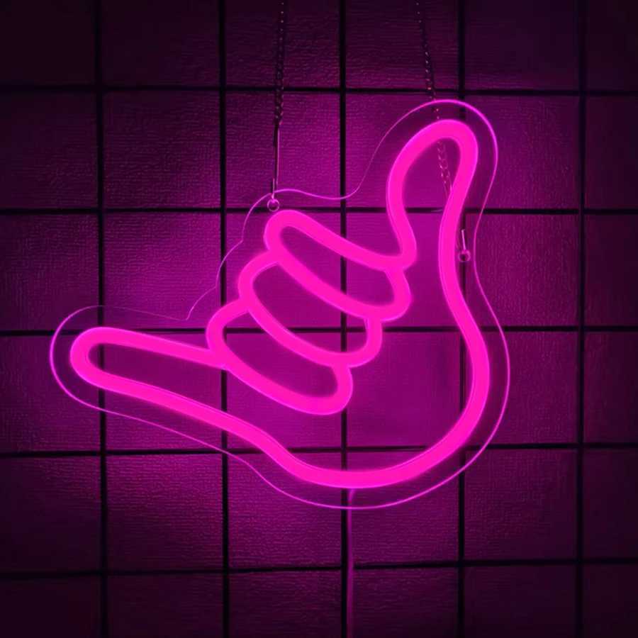 Gesture Led Neon Sign Pink Gesture Icon Used For Bedroom Home Bar Girls Room Nail Salon Beauty Salon Party Decor Gifts H251201