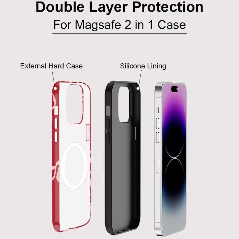 Lovely Bow Phone Case For iPhone 16 Pro 15 14 Plus 13 12 11 Pro Max Plus For Wireless Two in one Magnetic Back Cover J251202