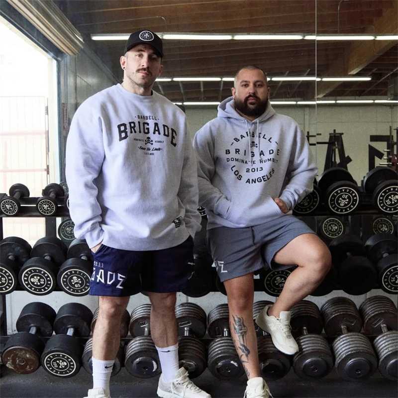 BARBELL BRIGADE Men Oversized Pullover Sports Hoodies Sweatshirts Men O Neck Long Sleeve Casual Sweatshirt Street Sportswear J251203