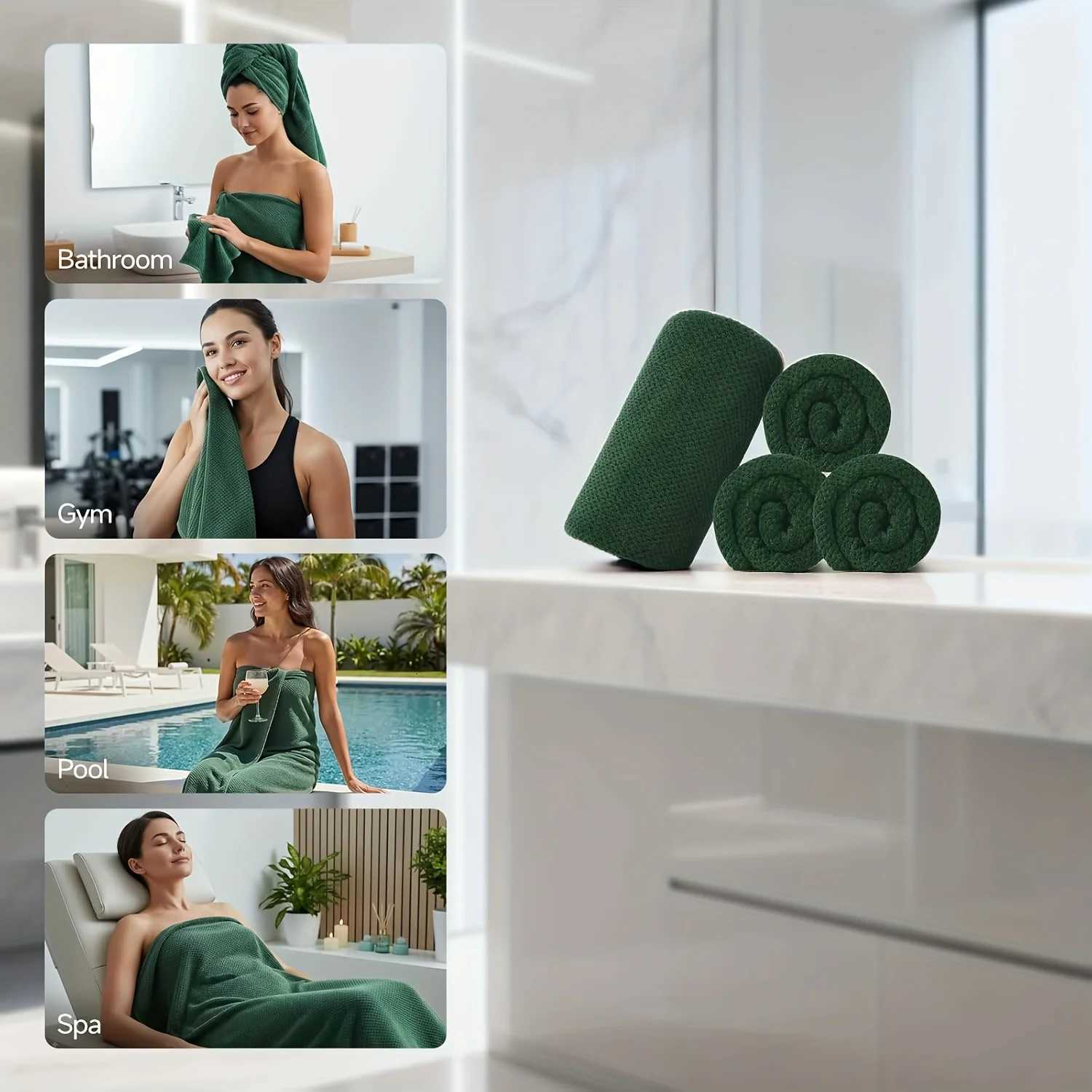 Large Size Dark Green Coral Fleece Pineapple Pattern Bath Towel Set Household Bath Towel Set Absorbent and Soft Bath Towel Set Y251202