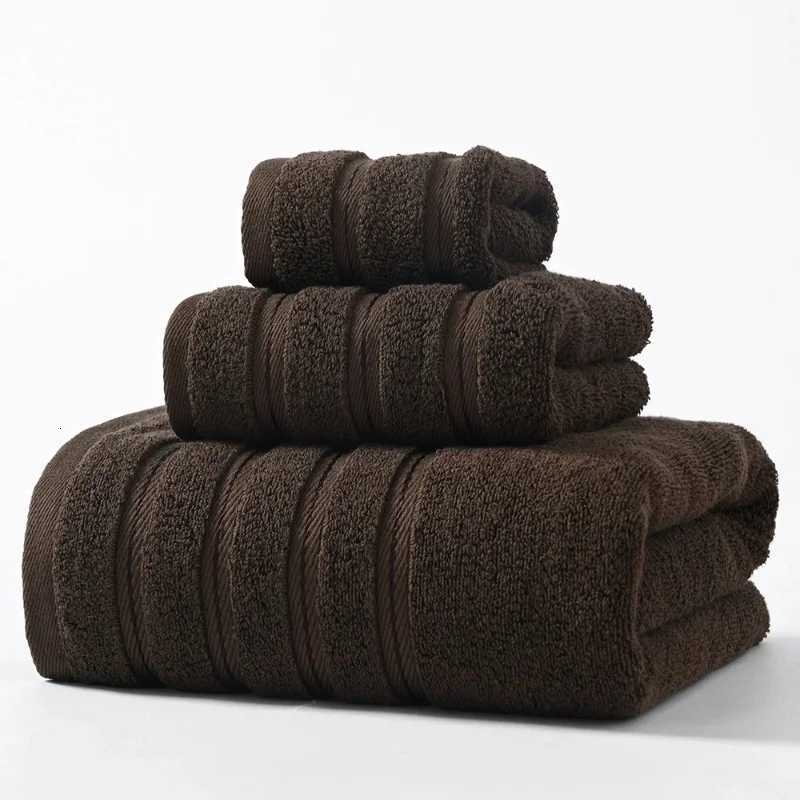 High Quty 100Cotton Towel Set BundleSolid Dark Green HandFaceBath TowelSoft Absorbent Washcloth For Hotel Home Gift 3pcs Y251202