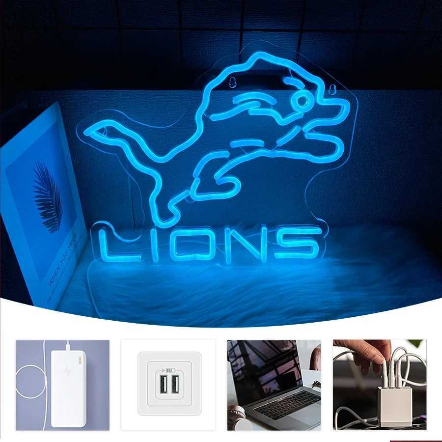 Lions Neon Lights Football Led Night Lights Lions Lights Used As Gifts For MenS Caves Clubs And Football Fans H251201