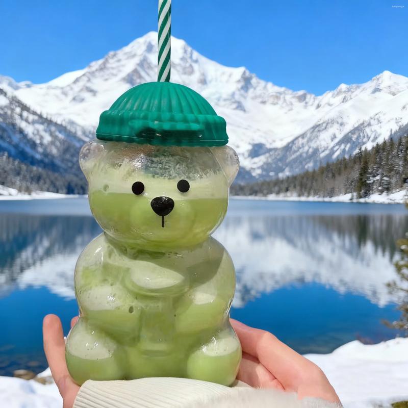 Water Bottles Festive Bearista Glass Straw Cup Teddy Bear With Cartoon Mug Make Your Christmas Special!