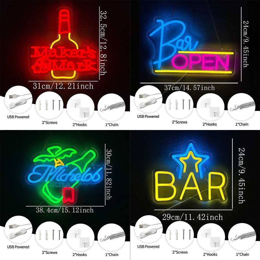 Bar Series Neon Signs Letters And Bottle Icons Are Used For Wall Decor Bars Clubs Theme Parties And Man Cave Art Wall Lamps H251201