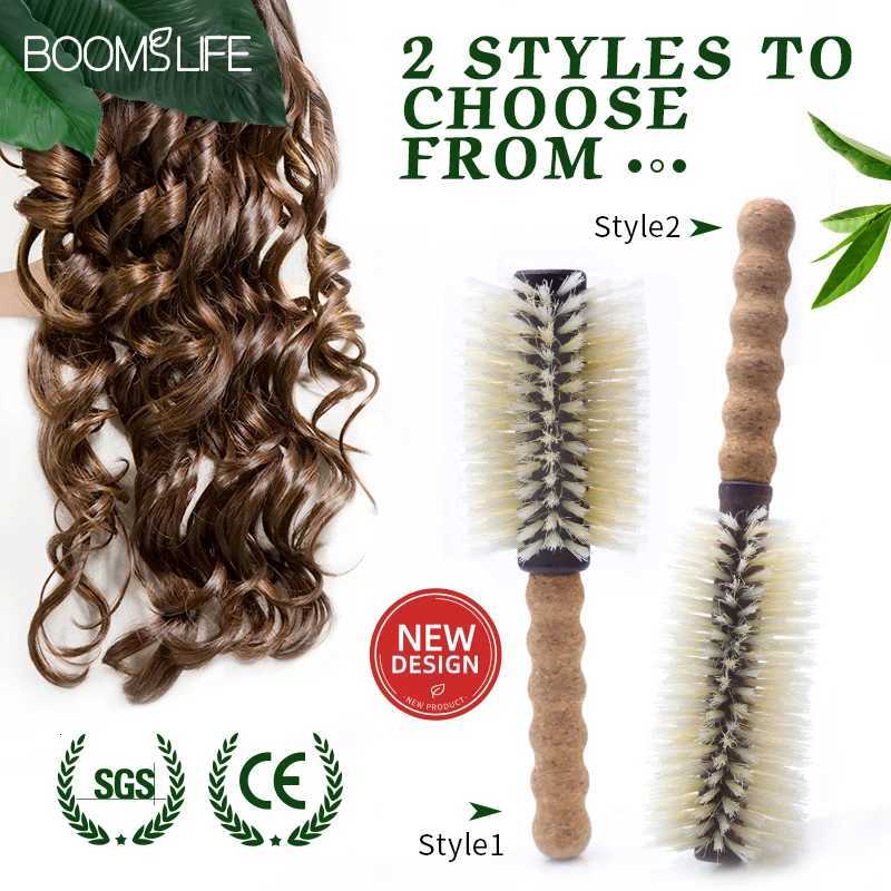 Personali Name Boar Bristle Roller Hair B Cork handle Wen Round Rolling B Barrel Curling Straight Twill Hair Cb C251202