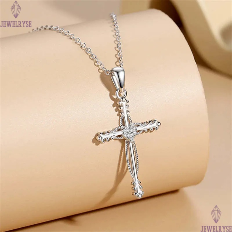 luxury gold cross necklace designer for woman 925 sterling silver pearl diamond pendant necklaces jewelry O link chain 5A zirconia womens choker frien