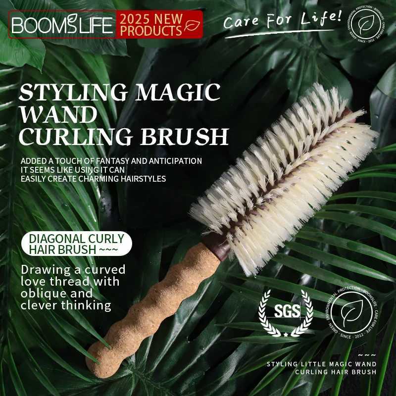 Personali Name Boar Bristle Roller Hair B Cork handle Wen Round Rolling B Barrel Curling Straight Twill Hair Cb C251202