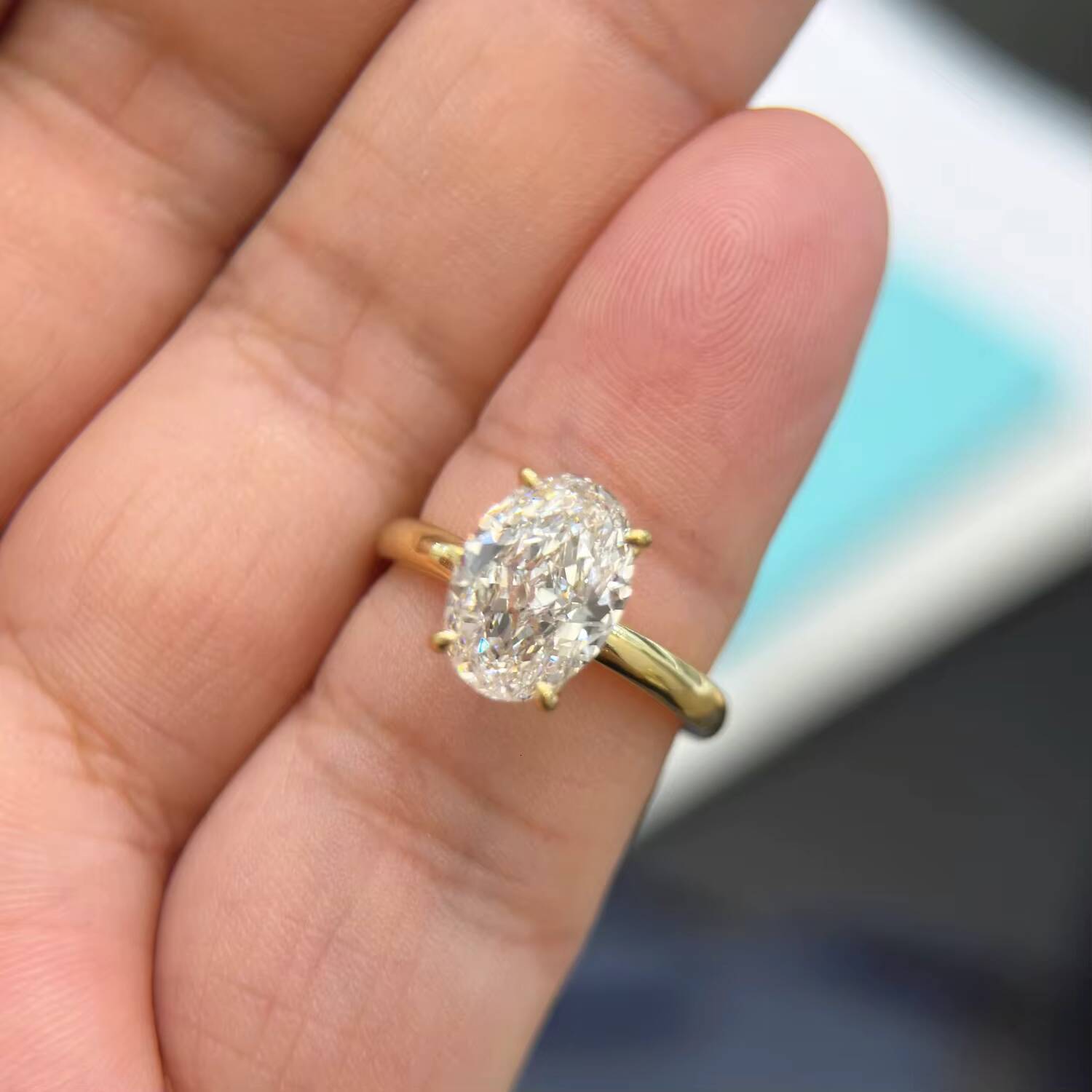 Custom VVS IGI GIA Certified HPHT CVD 1CT 2CT 3CT Lab Grown Diamond 14K Gold Fine Jewelry Engagement Oval Ring for Women
