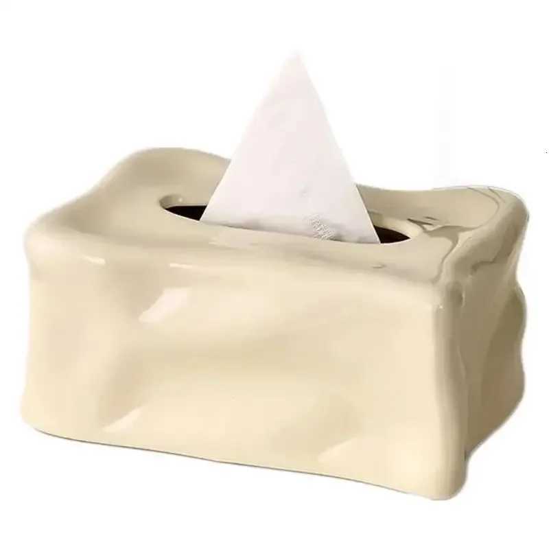 Creative Rectangar Pleated Ceramic Tissue Box Living Ro Bathro Extractable Tissue Box Countertop Ornament He Decoration H251201