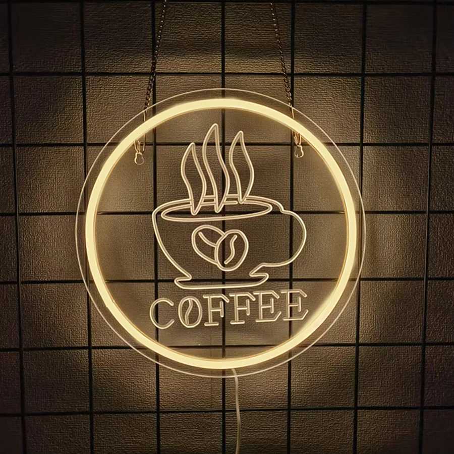 Coffee Series Neon Signs 3D Carved Warm White Icons Usb Powered Suitable For Business Decor In Clubs Restaurants And Cafes H251201