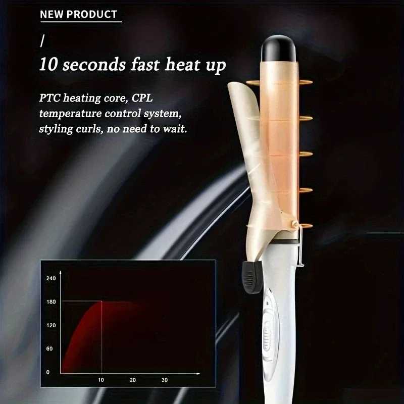 1pc US Ceramic Curling Wand - Professional Hair Curler for Effortless Waves Curls Quick Heating Adjustable Temperature C251202