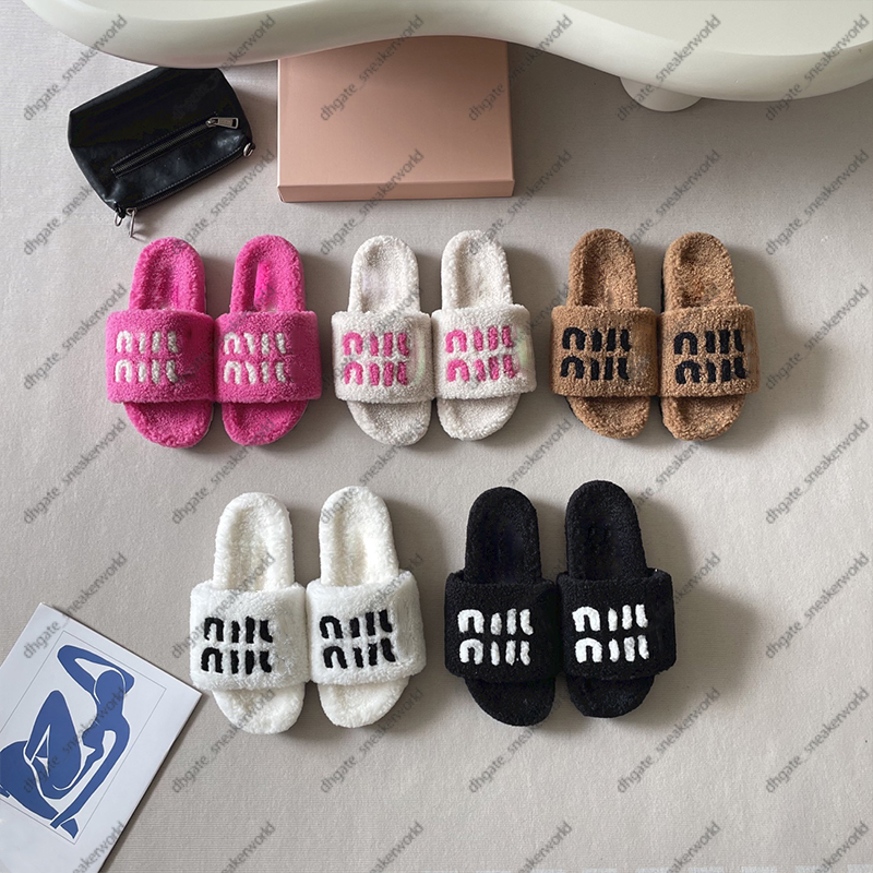 Women Fur Slides Furry Slippers Designer Mules Fall Winter Homewear Slide Men Footwear Paris Luxury Comfortable Fuzzy Flip Flop Fluffy Wool size 35-43
