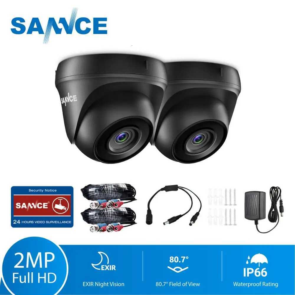 SANNCE 2pcs AHD 1080P HD 20MP CCTV Security Cameras H264 Waterproof Indoor/ Outdoor De Surveillance Cameras set Black Color C251202