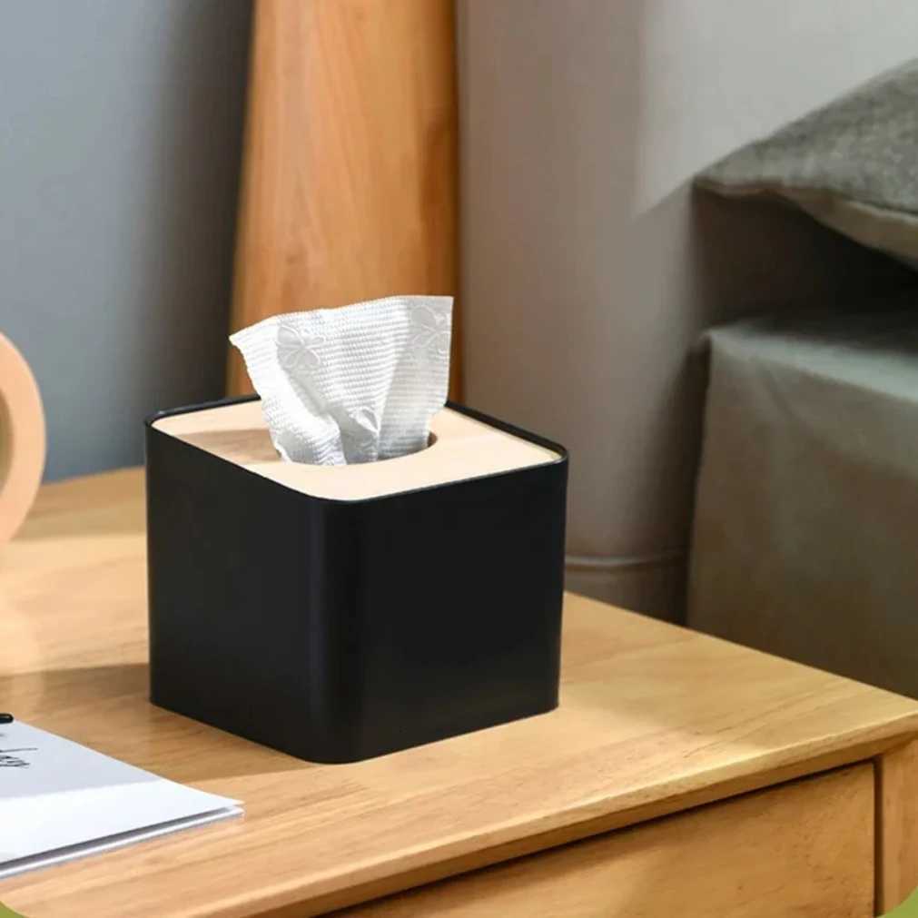 Tissue Box Table Napkin Rings Tissue case Paper Box Container Bamboo Cover Solid Wood Storage Box He Table Decoration H251201