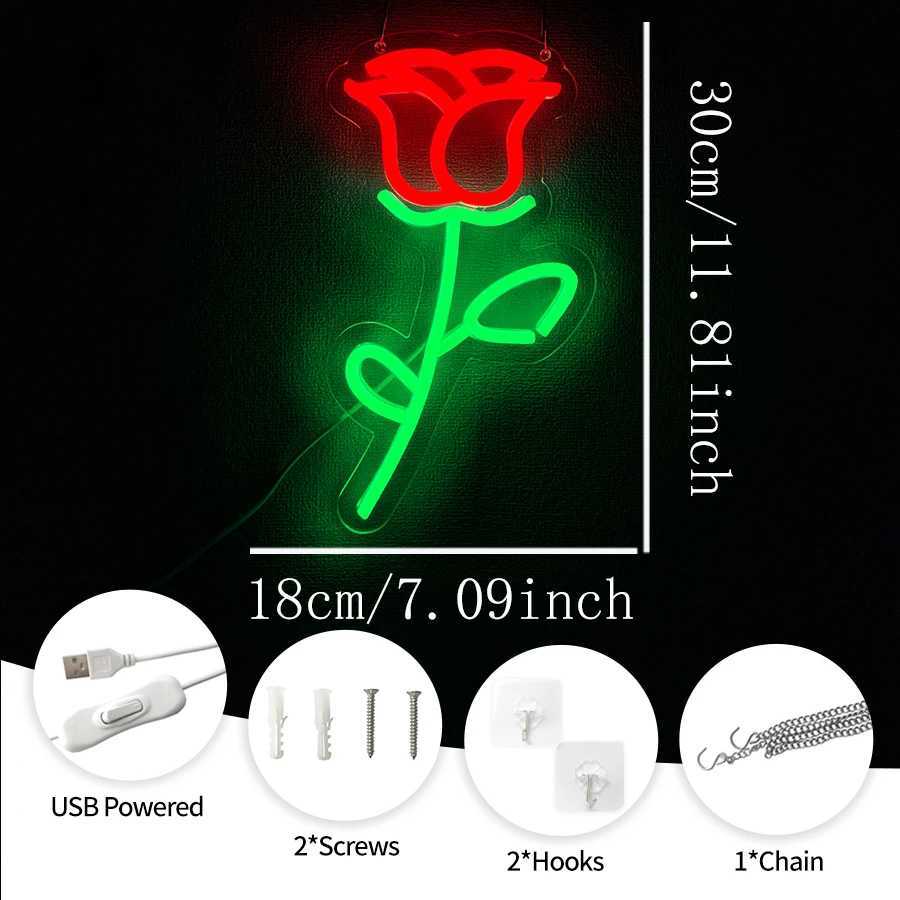 Neon Signs Of Roses Art Wall Decor Usb Powered Used For Bedroom Home Clubs Flower Shops Garden Wall Lamps Easy To Hang H251201