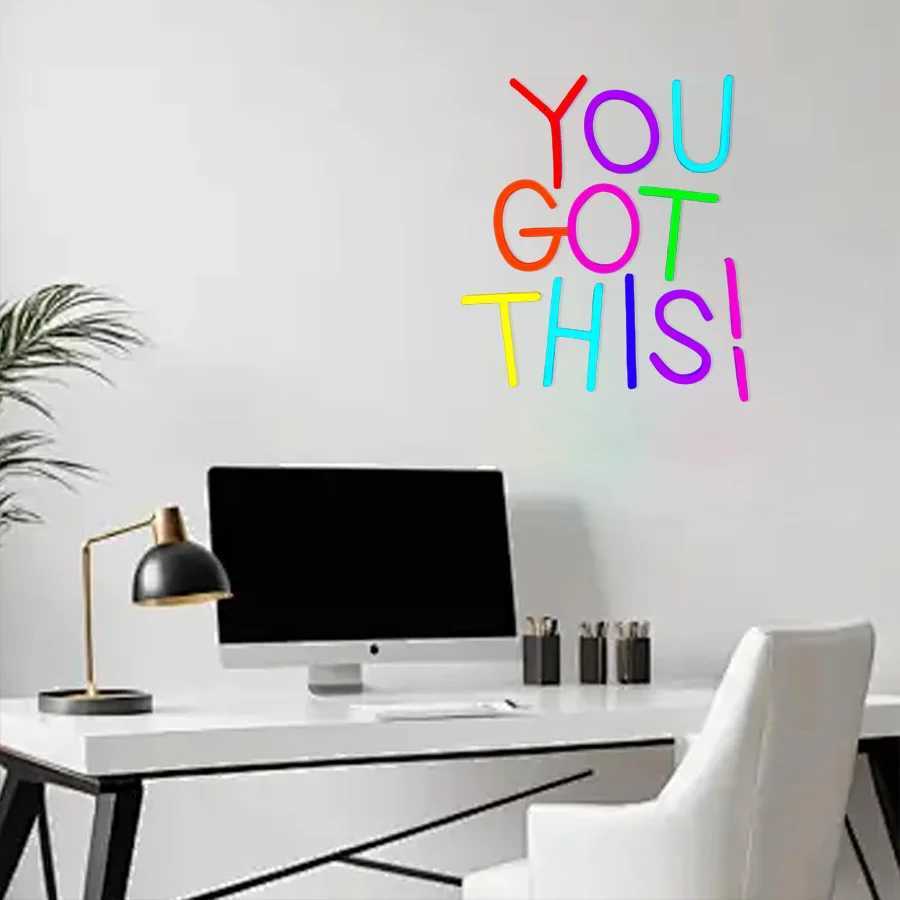 You Got This Led Neon Sign Color Letter Light Icon Used For Bedroom Library Office Bar Classroom Art Decor Easy To Hang H251201