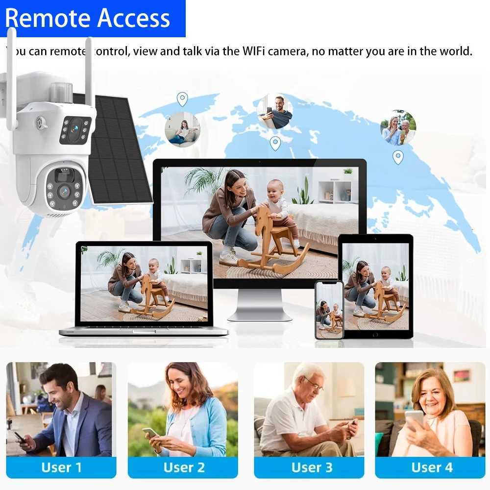 5G24GHZ WIFI Security PTZ Camera Dual Lens Dual Sn Solar Power Battery 8MP 4K CCTV Al PIR Detection IP Camera EseeCloud C251202