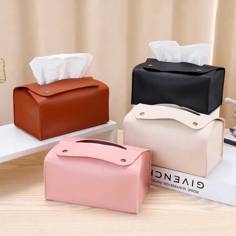 PU Leather Tissue Box Household Desktop Decoration for Dining Ro Living Ro Kitchen Tissue Storage Organizer 1pc Leather Tiss H251201