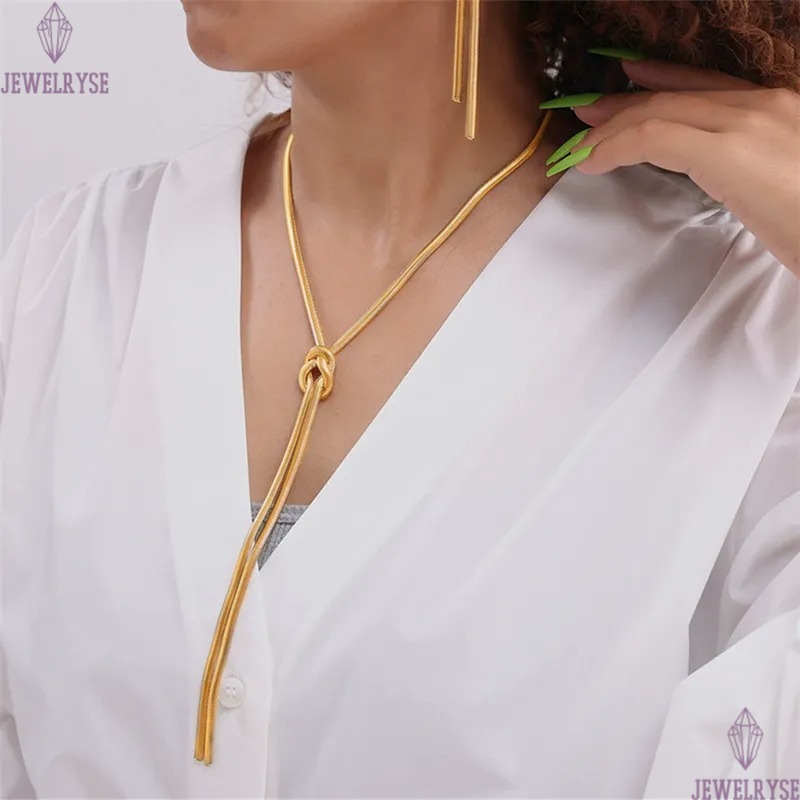 top long 18k gold gold knot chain designer necklace for woman stainless steel pendant long silver necklaces daily outfit jewelry birthday friend famil