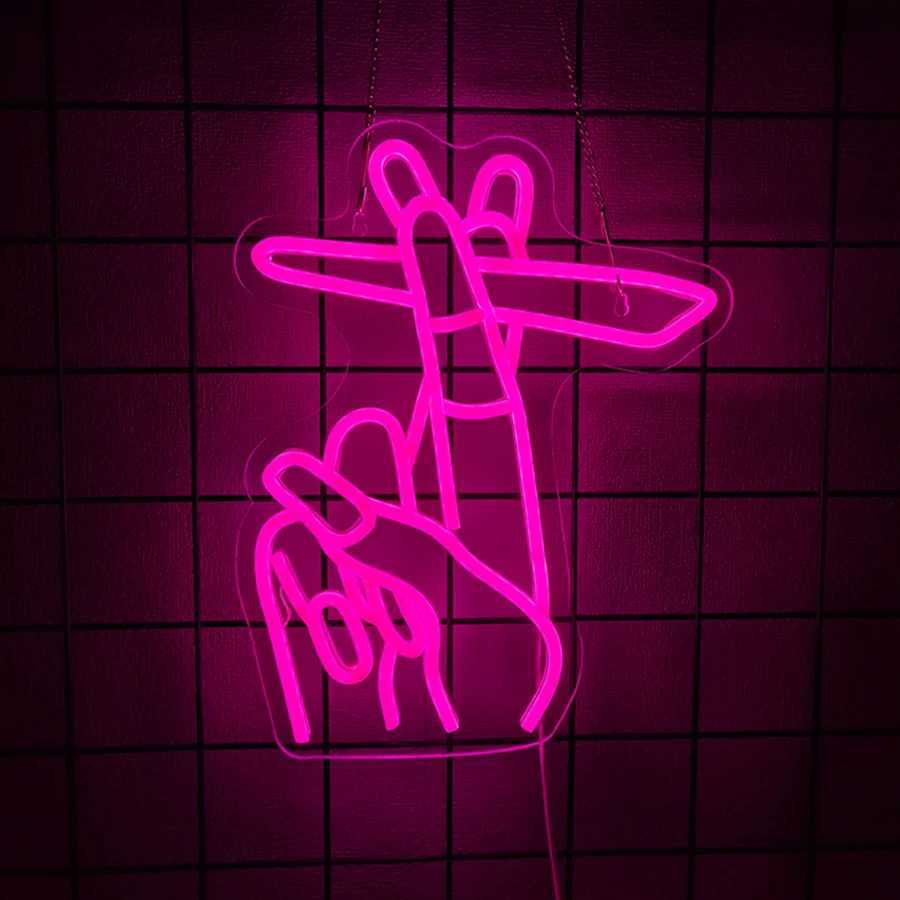Gesture Led Neon Sign Pink Gesture Icon Used For Bedroom Home Bar Girls Room Nail Salon Beauty Salon Party Decor Gifts H251201