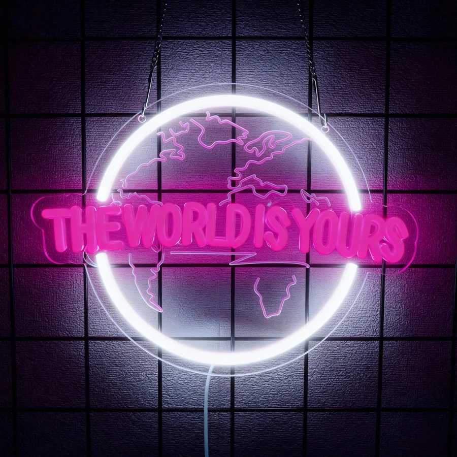 The World Is Yours Neon Sign Planet Led Icon Wall Decor Used For Home Coffee Shop Wedding Wall Lamp Birthday Christmas Gift H251201