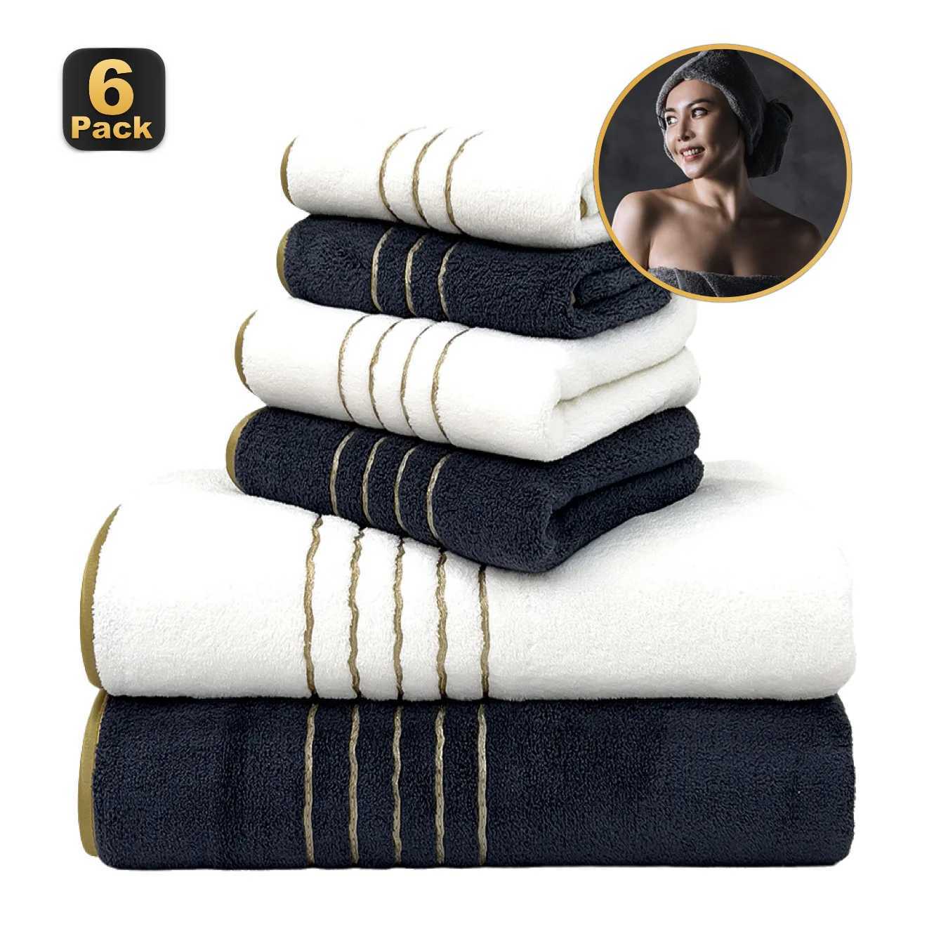6 Pcs Super Soft Towel Set 2 Bathtowels 2 Hand Towels 2 Washcloths Quick Drying Highly Absorbent Towel for Household Couples Y251202