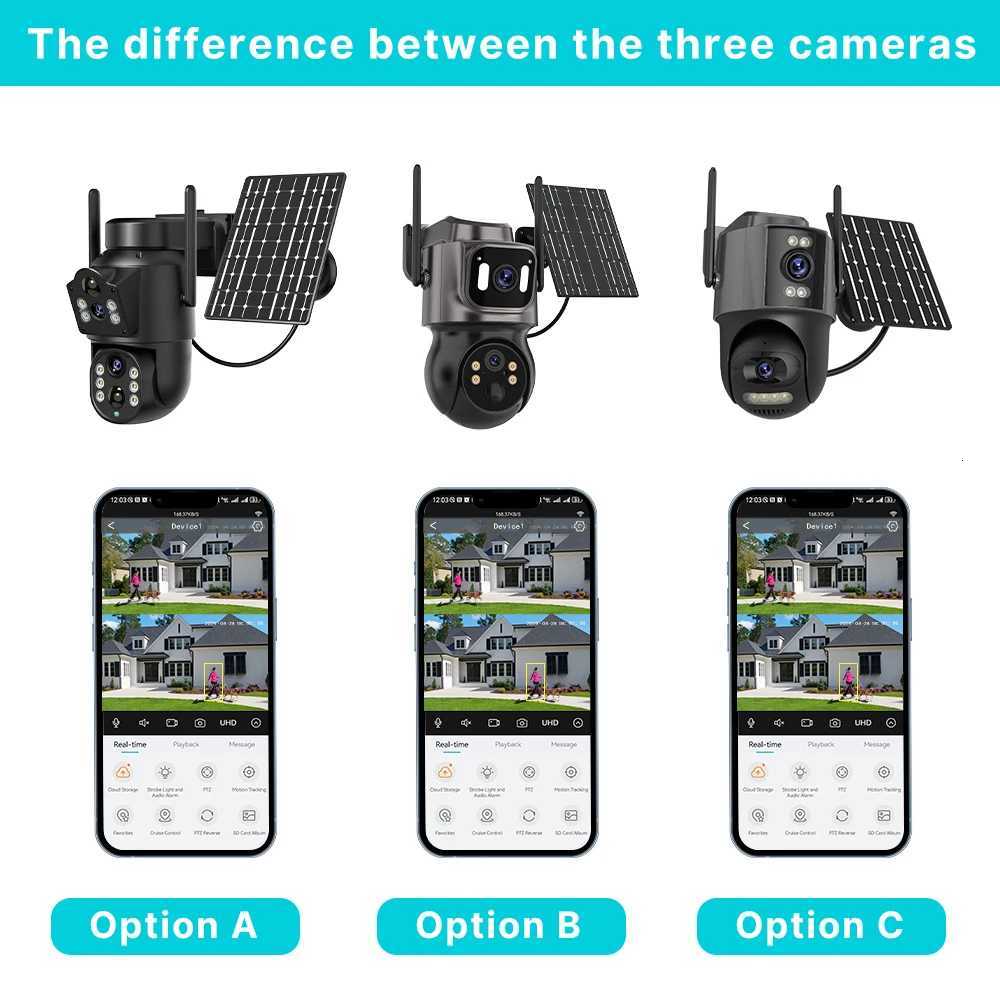 WONSDAR Wireless Solar Camera Outdoor WiFi PTZ Camera Built-in Battery PIR Detection Video Surveillance Long Time Standby iCsee C251202