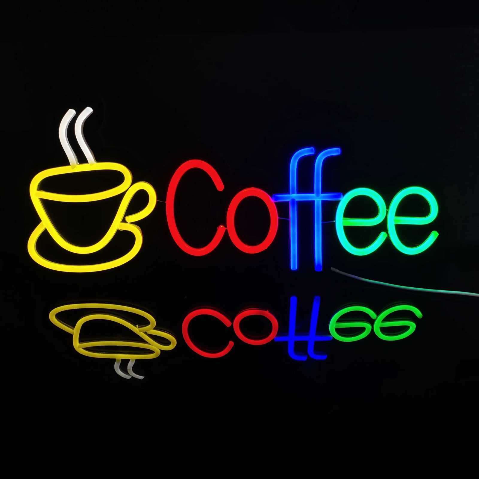 coffee LED neon sign wall decoration with 5V USB power supply and dimmable switch 1811 x 791 inches neon sign decoration f H251201