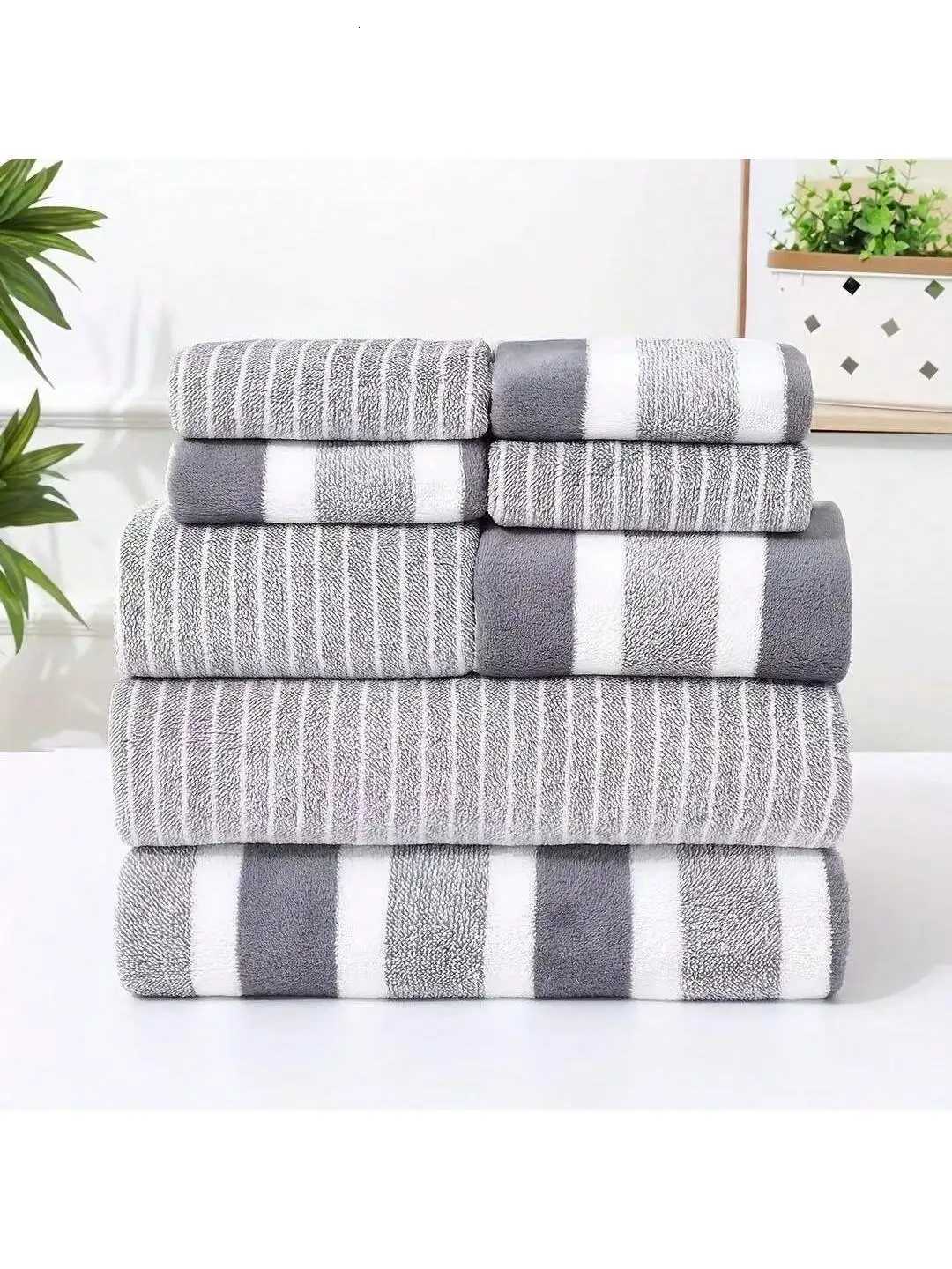 8-Piece Microfiber Towel Set - Includes 2 bath towels 2 hand towels and 4 face towels quick-drying and absorbent Y251202