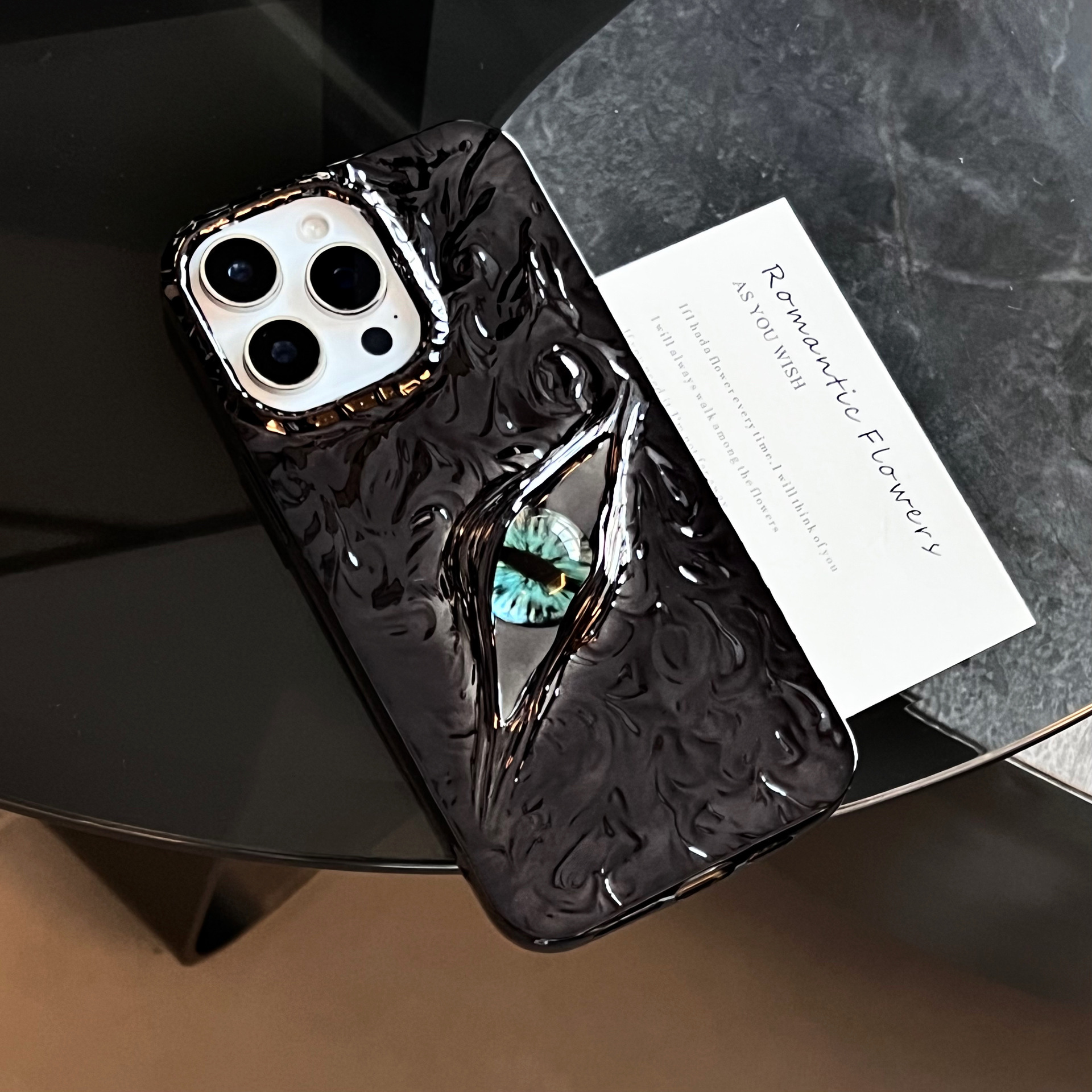 Wrinkled Funny 3D Eyes Phone Case iPhone 17 Pro Max Compatible with Apple 16/15 Pro Electroplated Matte Protective Case