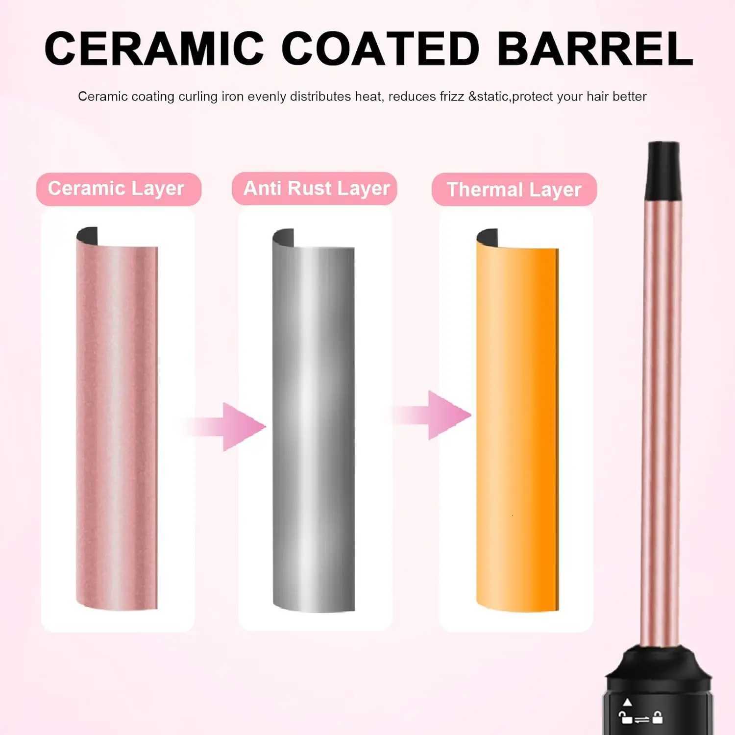 Professional 1/2 Inch Curling IronCurling Iron Wand with 2 Temperature Include Heat Protective Glove 2 Clips C251202