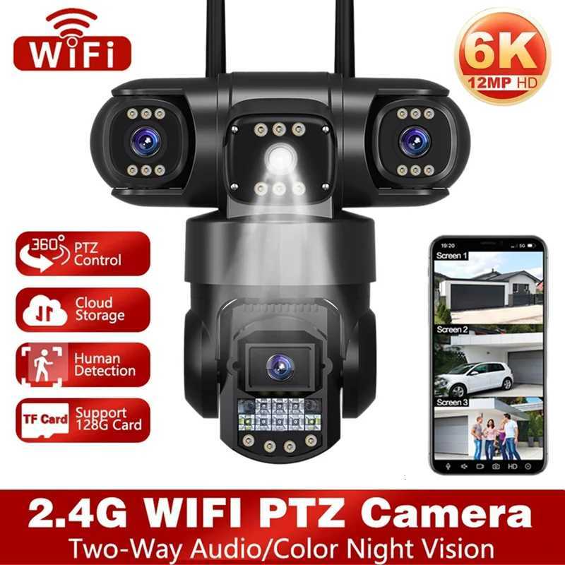 WiFi IP Camera 10X Zo 3 Lens Three Sns Outdoor CCTV Video Surveillance Auto Tracking 12MP PTZ He Security Camera C251202