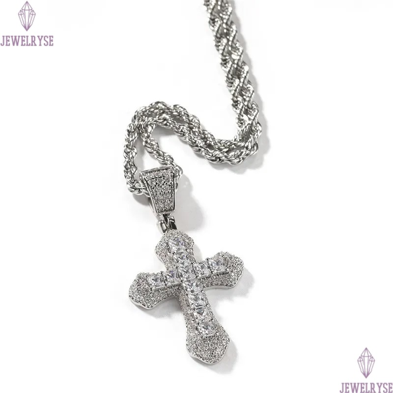 24 inch hip hop jewelry mens necklace silver cross necklace designer stainless steel chain Copper AAA Zirconia Red White Diamond Necklaces Woman Twist
