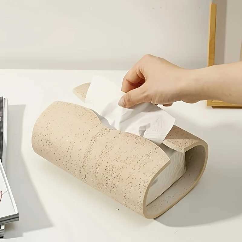 Resin tissue box rectangar artistic stone imitation design suitable for he and bathro decoration bedro tabletop H251201
