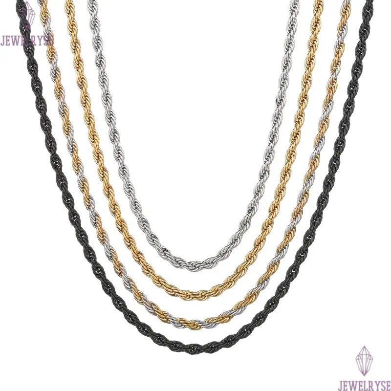 Punk Hiphop Necklace Chains Twisted Rope Stainless Steel For Women Men Gift Gold Silver Black South American Designer Jewelry Necklaces Chain Choker J