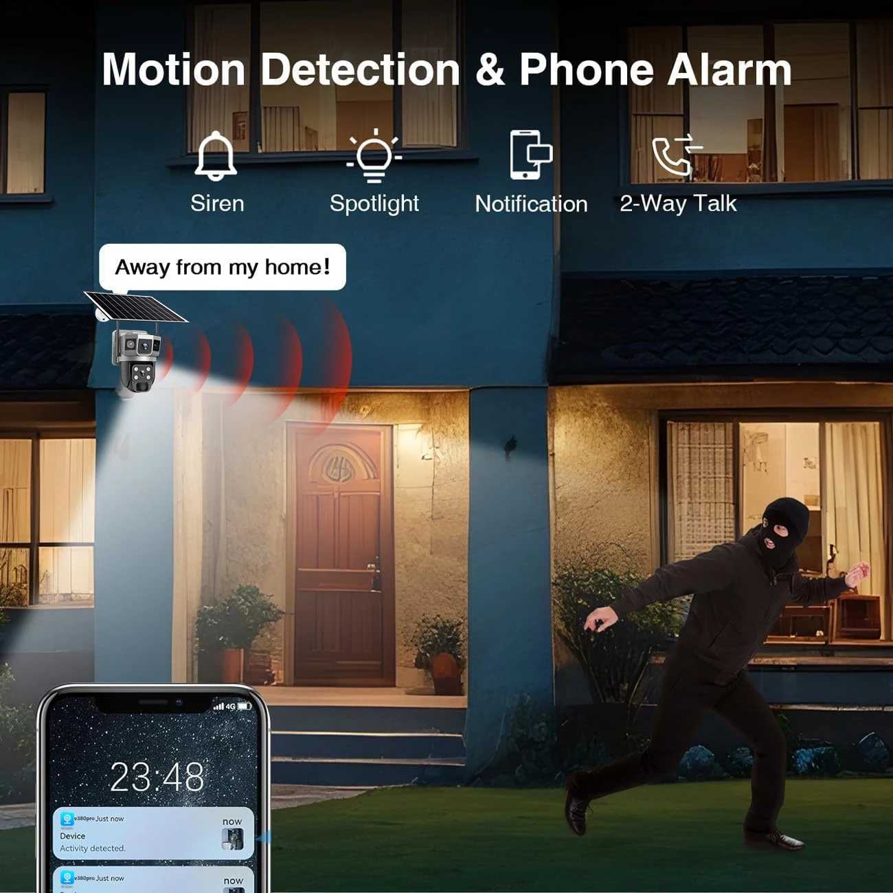 V380pro 12MP 6K WIFI Camera Solar PIR Human Detection Night Vision Waterproof Security Video IP Camara Battery CCTV Monitor C251202