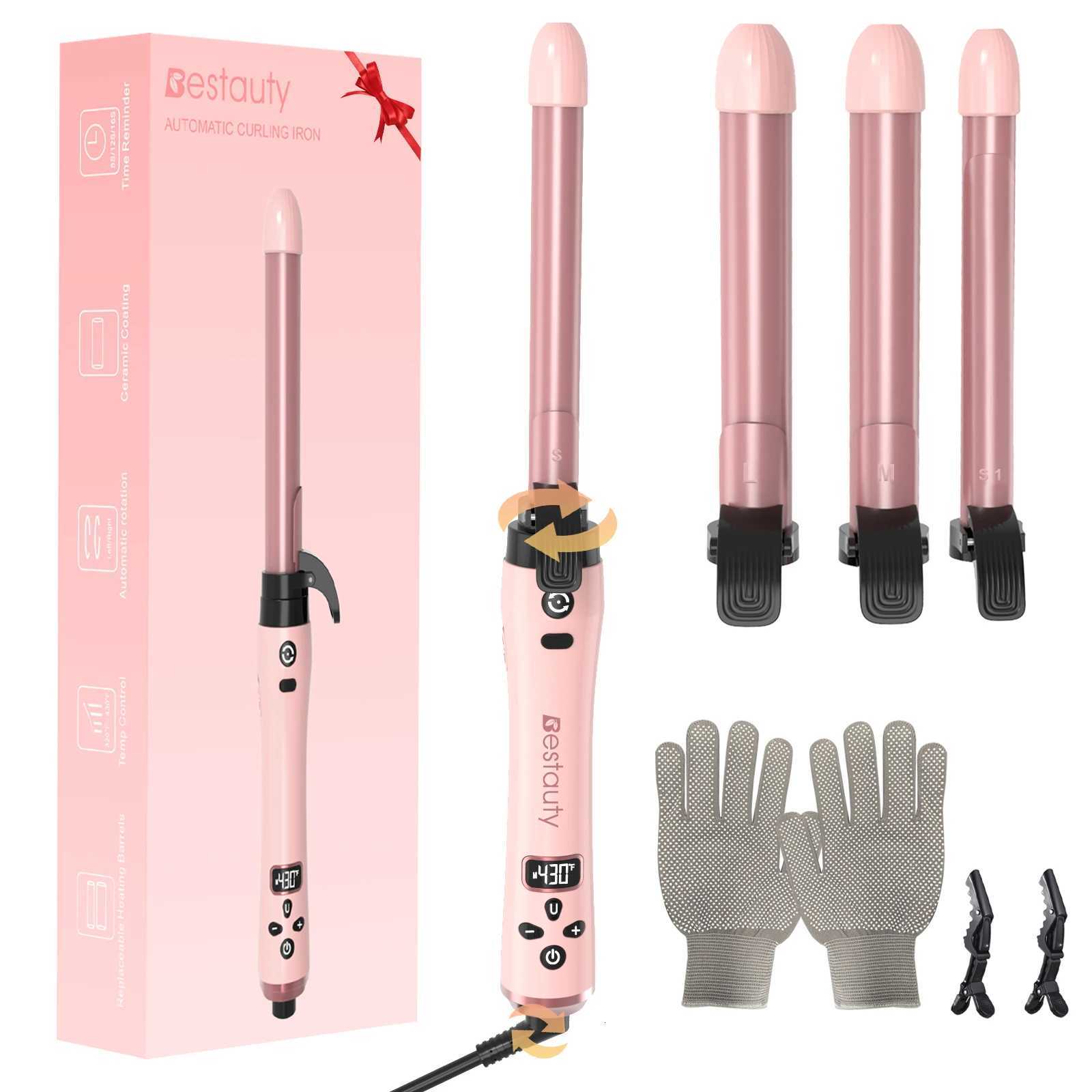 Hair Curler Ceramic Curling Iron Wand Set With Interchangeable Ceramic Barrel Hair Clip Heat Protective Glove Hair Styler C251202