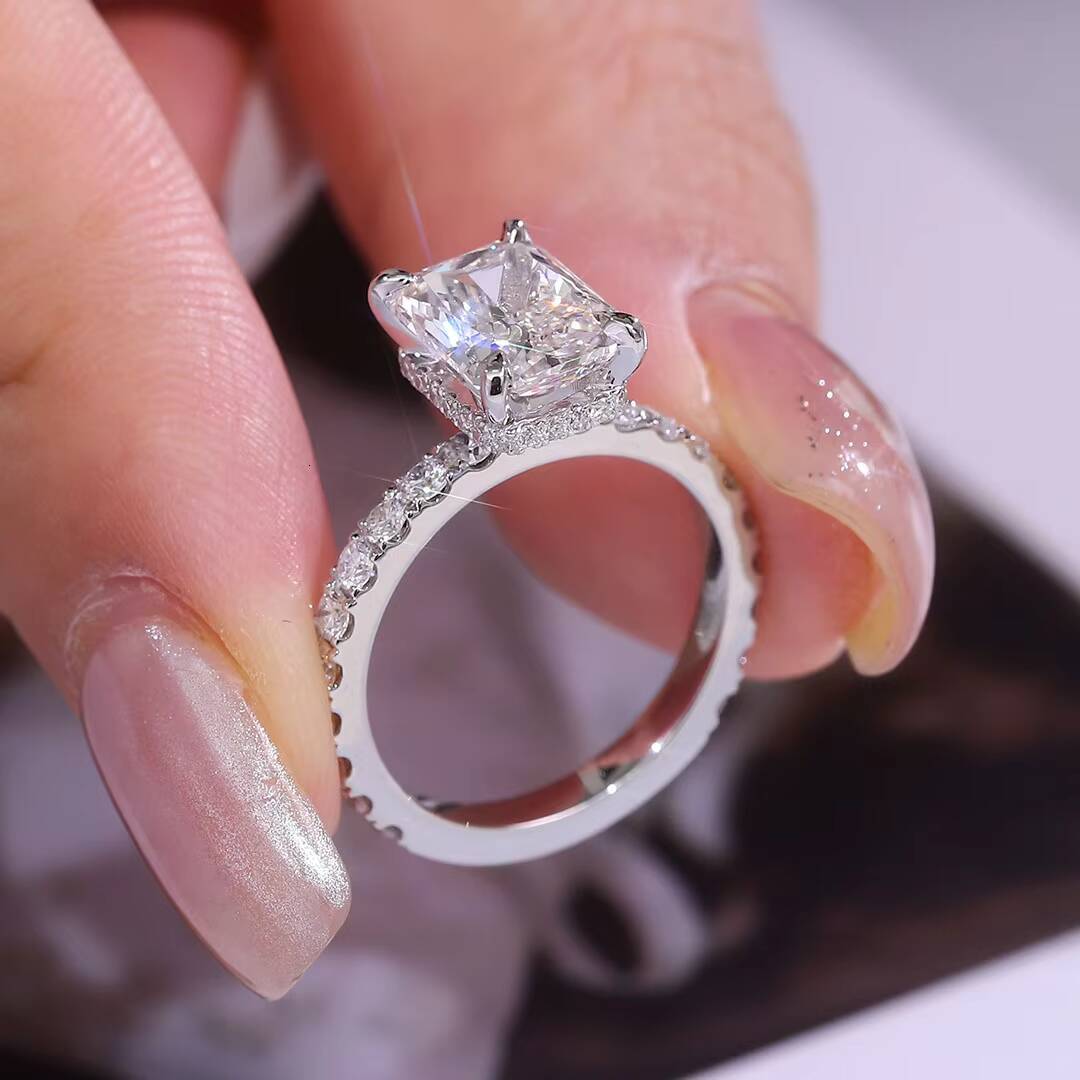 IGI Certified HPHT CVD Lab Grown Radiant Cut Diamond 3 Carats 14K Real Gold Jewelry Engagement Wedding for Women Ring