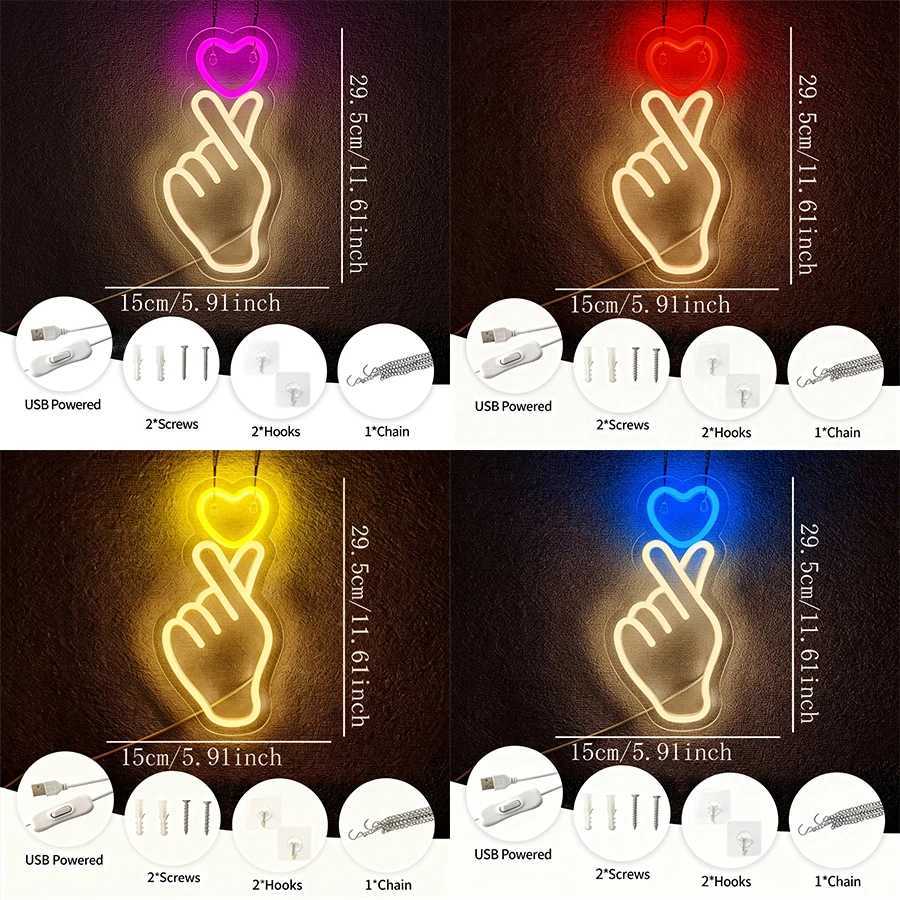 Finger Led Neon Sign Hand-Than-Love Icon Girls Dormitory Decor Bar Wedding Proposal Party Wall Lamp Christmas Gift H251201
