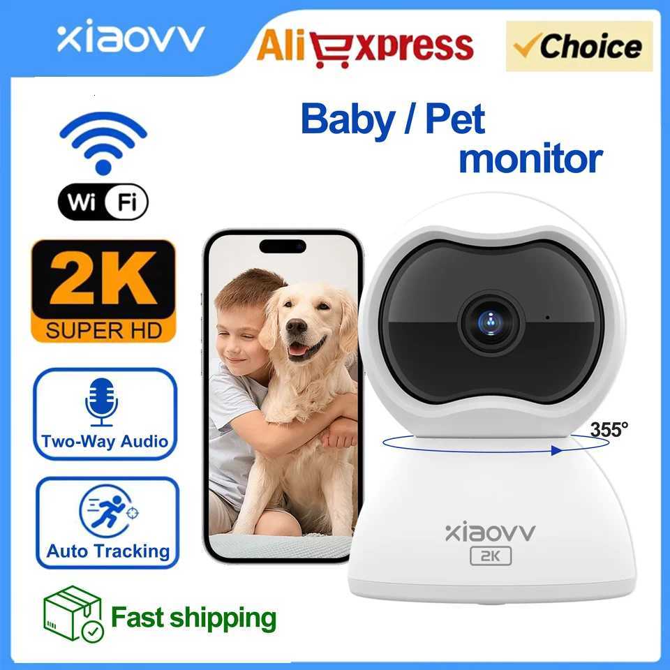 XIAOVV Indoor WiFi Surveillance Camera 2K Pet and Baby Camera with Motion Tracking 360 WiFi IP He Cameras Night Vision C251202