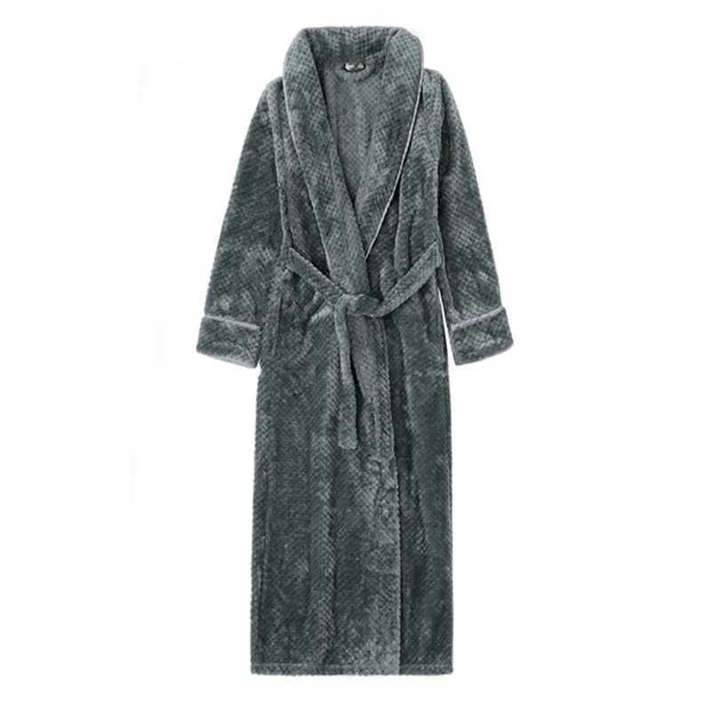 Thicken Flannel Couple Sleepwear Long Robe Autumn Winter Kimono Gown Bathrobe Men Homewear Loose Coral Fleece Loungewear Pajama C251202