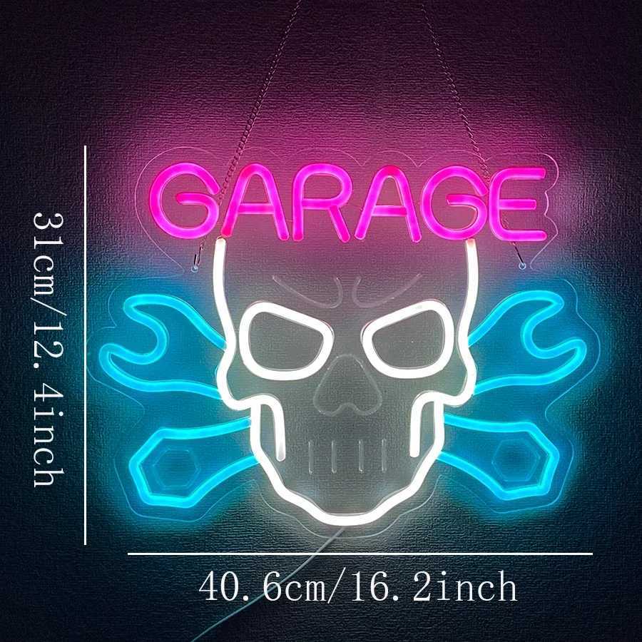 Skull Garage Car Service Automotive Neon Sign for Wall Dcor with Switch Man Cave LED Neon Signs Light H251201